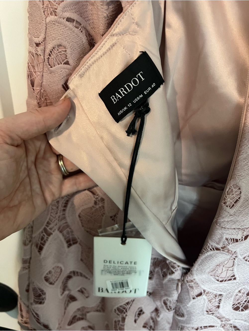 Bardot Pale Dusty Pink Lace dress